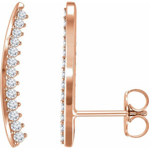 14K Gold 1/3 Carat Diamond Curves Ear Climber Earrings