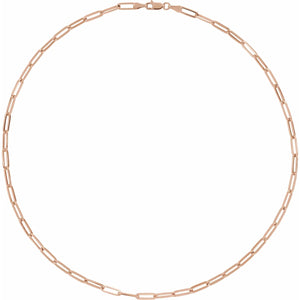 14K Yellow Gold 3.85mm Long Link Elongated PaperClip Chain Necklace