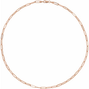 18K Gold Vermeil 3.85mm Long Link Elongated PaperClip Chain Necklace