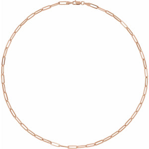 14K Yellow Gold 3.85mm Long Link Elongated PaperClip Chain Bracelet