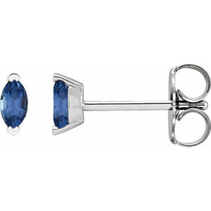 14K Gold Marquise Cut Natural Tanzanite Solitaire Stud Earrings