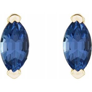 14K Gold Marquise Cut Natural Tanzanite Solitaire Stud Earrings