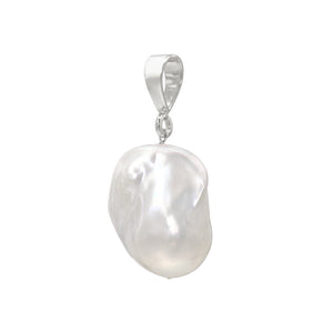 Jean Joaillerie Large White Baroque Freshwater Pearl And 1/2 Carat Diamond Charm Pendant In Sterling Silver