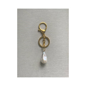 Gold Plated Baroque Freshwater Pearl Keychain / Pendant