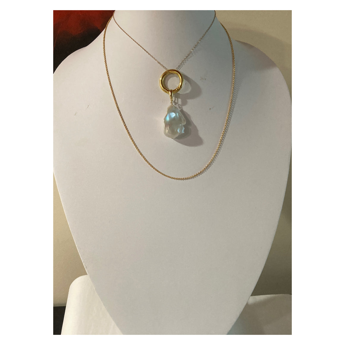3x The Charm XXL Single Pearl Carabiner Style Pendant Necklace