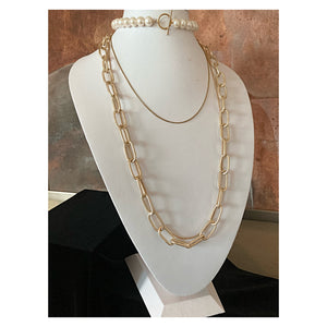 L' Heure D'or Long Chunky Gold Statement Necklace