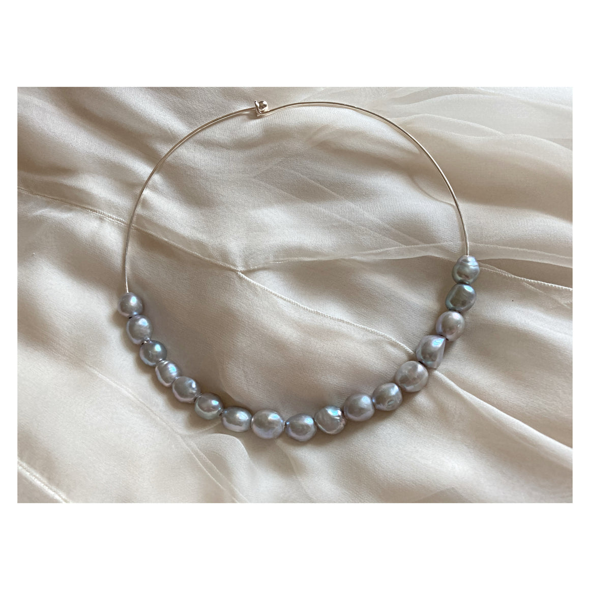 Les Gitans Silvery Gray Freshwater Pearl Collar Necklace