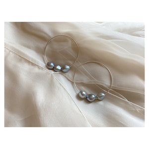Les Gitans Silvery Grey Freshwater Pearl Hoop Earrings