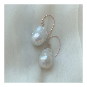 I Dream In Rose Gold Baroque Freshwater Pearl Drop And Dangle Earrings