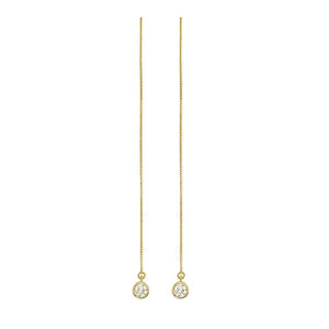 14K White Gold Lab-Grown Diamond Bezel Box Chain Adjustable Threader Earrings