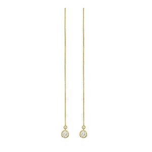 14K Yellow Gold Lab-Grown Diamond Bezel Box Chain Adjustable Threader Earrings