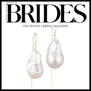 Large White Baroque Freshwater Pearl Drop Threader Earrings In 14K Yellow Gold