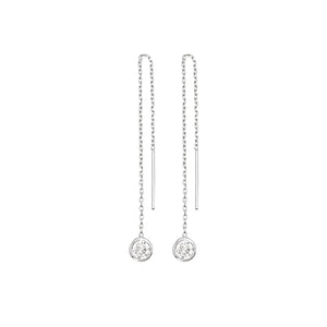 Sterling Silver Lab-Grown Diamond Bezel Cable Chain Adjustable Threader Earrings