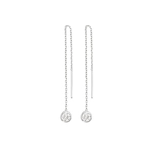 14K White Gold Lab-Grown Diamond Bezel Cable Chain Adjustable Threader Earrings