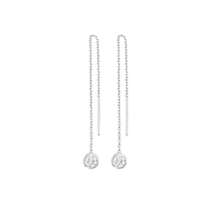 Sterling Silver Lab-Grown Diamond Bezel Cable Chain Adjustable Threader Earrings