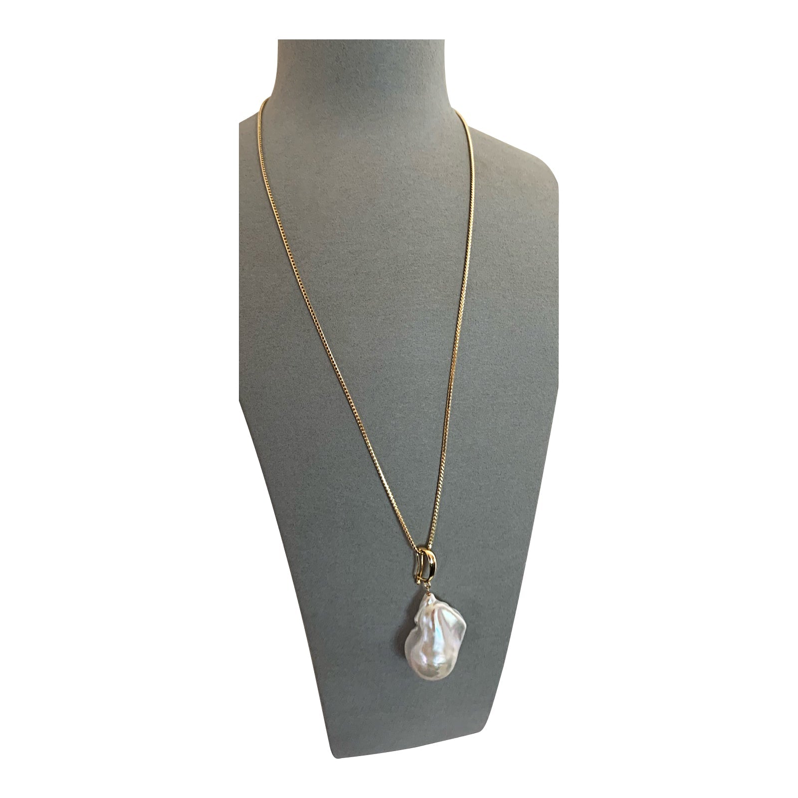 Sterling Silver XXL White Baroque Freshwater Pearl Pendant