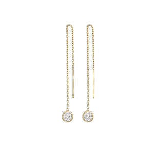 14K Rose Gold Lab-Grown Diamond Bezel Cable Chain Adjustable Threader Earrings