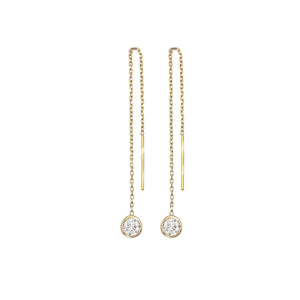 Sterling Silver Lab-Grown Diamond Bezel Cable Chain Adjustable Threader Earrings