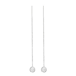 Sterling Silver Lab-Grown Diamond Bezel Cable Chain Adjustable Threader Earrings