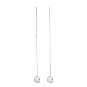 14K White Gold Lab-Grown Diamond Bezel Cable Chain Adjustable Threader Earrings