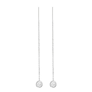 14K Rose Gold Lab-Grown Diamond Bezel Cable Chain Adjustable Threader Earrings