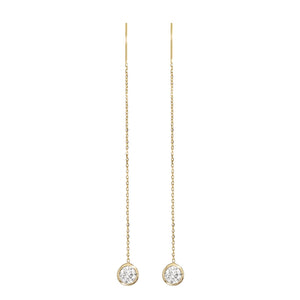 Sterling Silver Lab-Grown Diamond Bezel Cable Chain Adjustable Threader Earrings