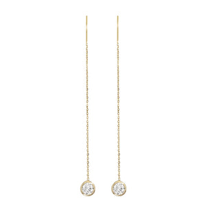 14K White Gold Lab-Grown Diamond Bezel Cable Chain Adjustable Threader Earrings