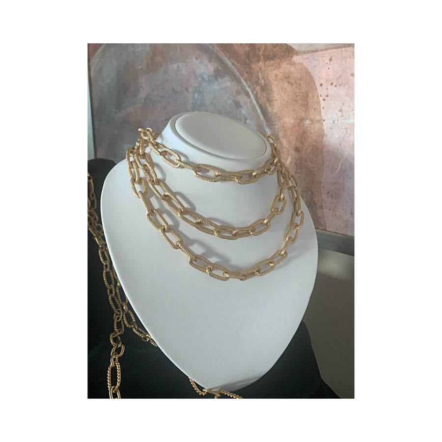 L' Heure D'or Long Chunky Gold Statement Necklace
