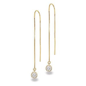 Sterling Silver Lab-Grown Diamond Bezel Box Chain Threader Earrings