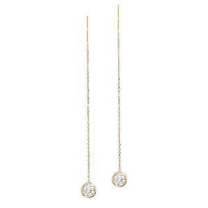 Sterling Silver Lab-Grown Diamond Bezel Cable Chain Adjustable Threader Earrings