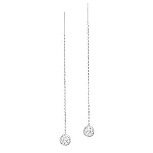 Sterling Silver Natural Diamond Bezel Cable Chain Adjustable Threader Earrings