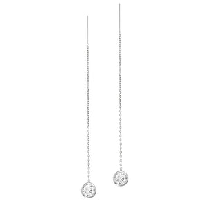 14K White Gold Lab-Grown Diamond Bezel Cable Chain Adjustable Threader Earrings