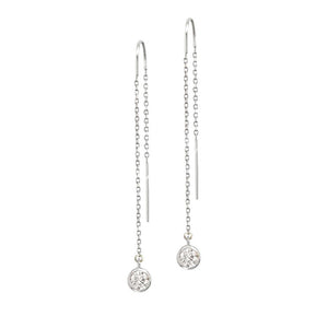 14K Yellow Gold Lab-Grown Diamond Bezel Cable Chain Threader Earrings