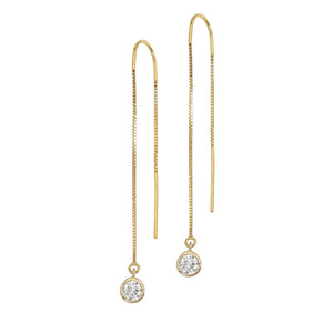 Sterling Silver Lab-Grown Diamond Bezel Box Chain Threader Earrings