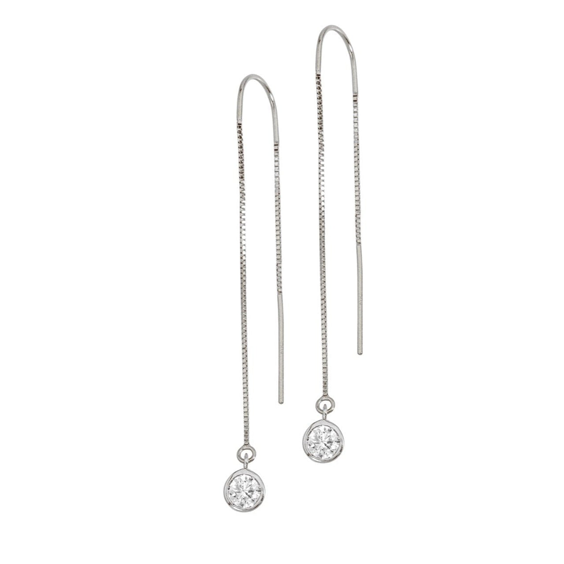 White gold diamond threader earrings Clearance