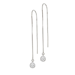 14K Yellow Gold Lab-Grown Diamond Bezel Box Chain Threader Earrings