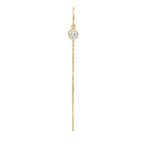 14K Yellow Gold .25 Carat Diamond Bezel Cable Chain Threader Single Earring