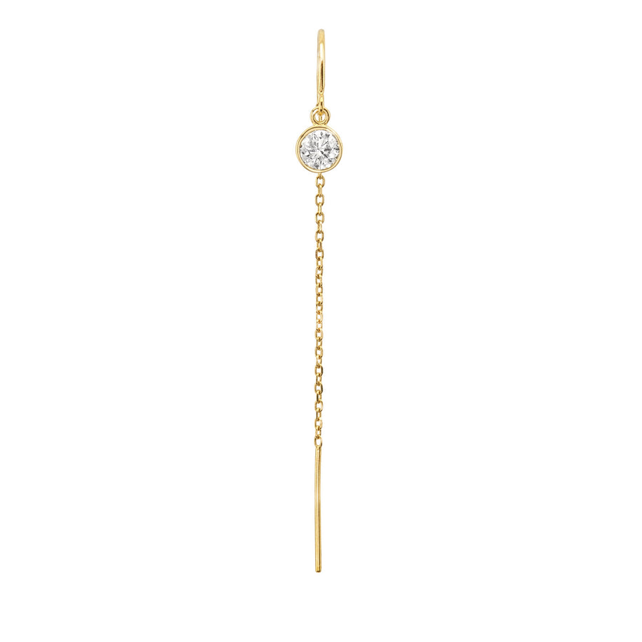 14K Yellow Gold .25 Carat Diamond Bezel Cable Chain Threader Single Earring