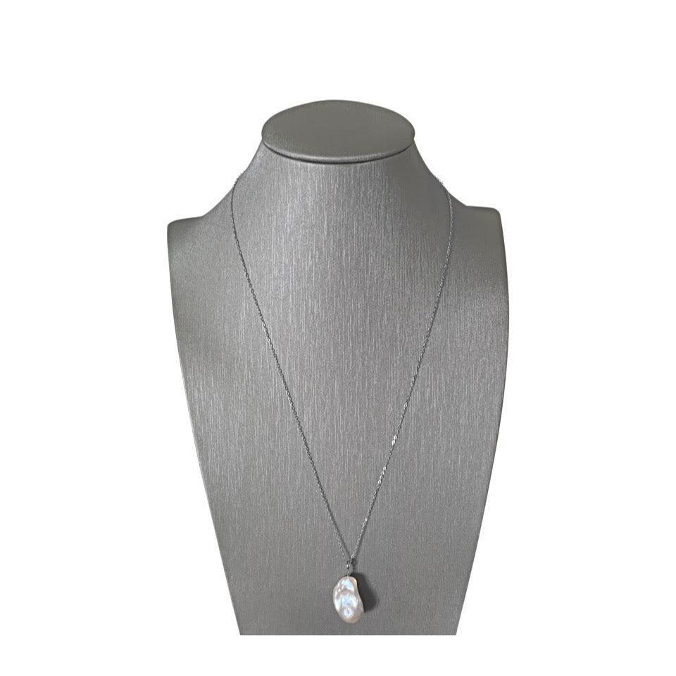 If Pearls Could Float Sterling Silver Baroque Pearl Pendant Necklace