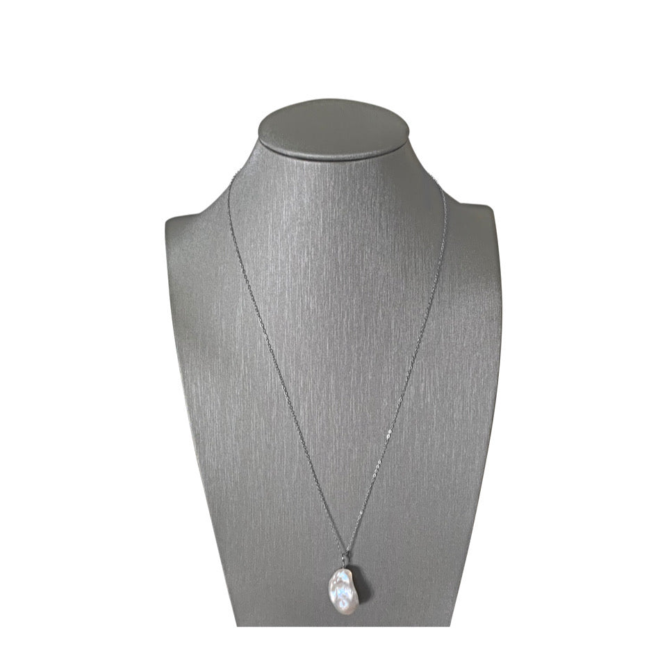 If Pearls Could Float 14K White Gold Baroque Pearl Pendant Necklace