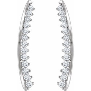 14K Gold 1/3 Carat Diamond Curves Ear Climber Earrings
