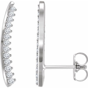 14K Gold 1/3 Carat Diamond Curves Ear Climber Earrings